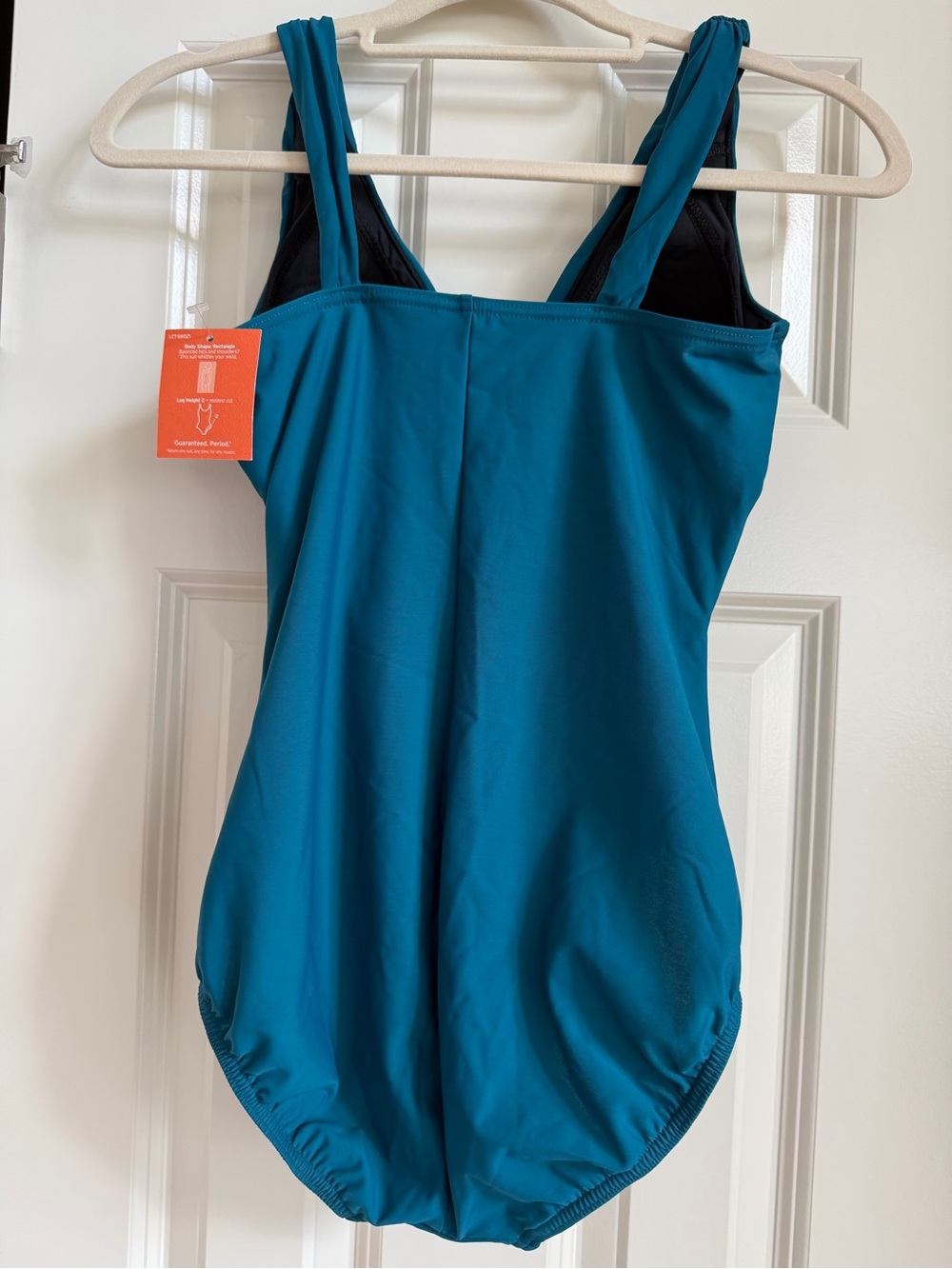 NWT Lands End Slendersuit Teal Ruched One Piece Swimsuit Sz 8 Peacock Blue Green - Picture 2 of 10